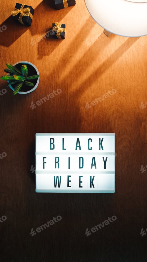 Preview: bBack friday sign on bright signboard