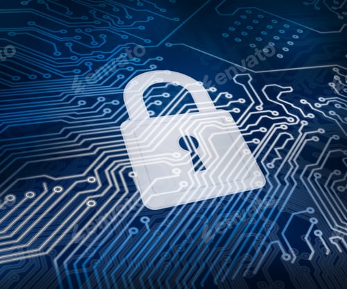 Preview: White Digital Padlock Over Circuit Board Ground