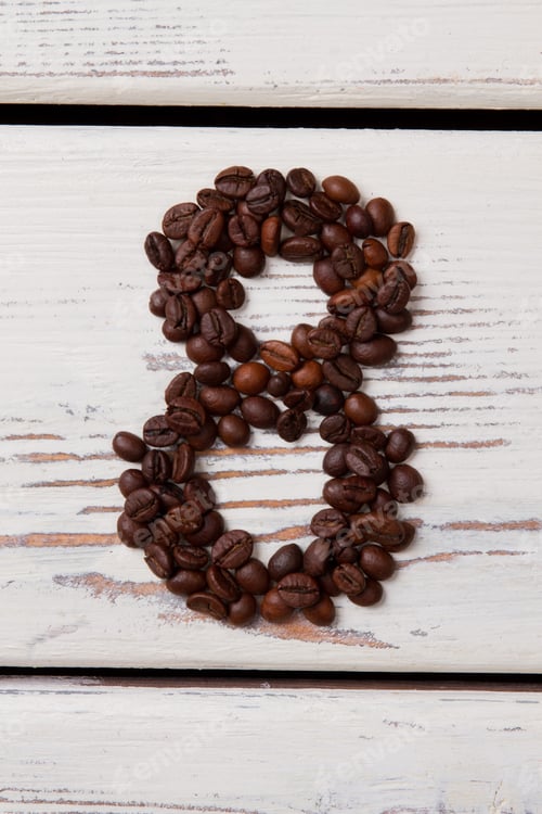 Preview: Number eight made of brown roasted coffee beans.
