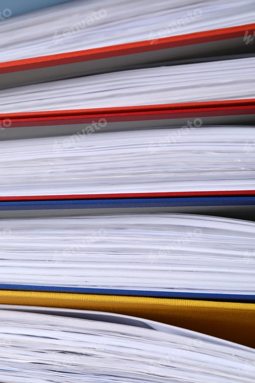 Preview: Colorful binder office folders as background, closeup