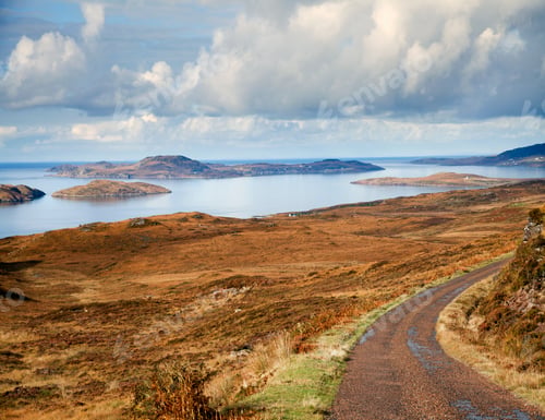 Preview: Single track road through Highland scenery, Scotland