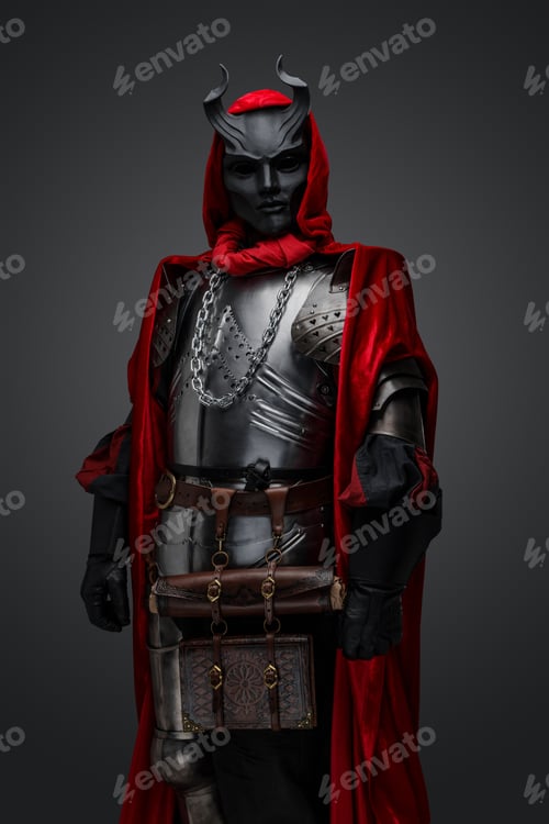 Preview: Evil member of creed with black mask and red cape