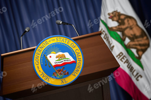 Preview: Press conference of governor of the state of California concept.