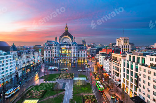 Preview: Antwerp, Belgium Cityscape at Dawn