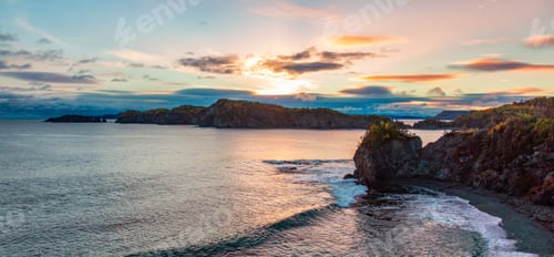 Preview: Rocky shore in Fall Season on East Coast of Atlantic Ocean.