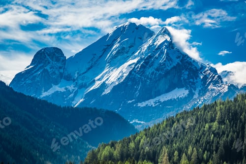 Preview: Stunning view to peak in mountains Dolomites, Italy