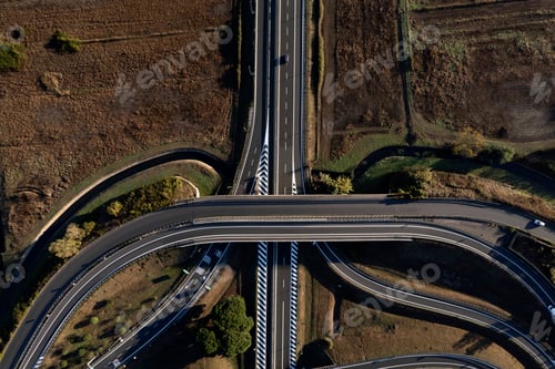 Preview: Aerial view of a motorway junction photographed during the day