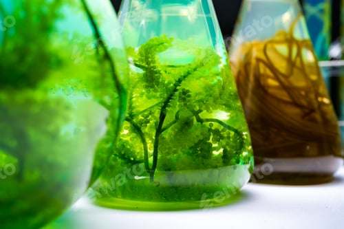 Preview: green alga laboratory research, alternative biofuel energy technology, biotechnology concept