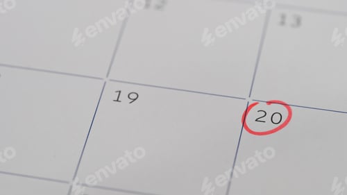 Preview: Calendar page with the 20th date marked with a red circle, symbolizing an important reminder