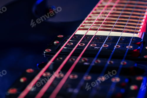 Preview: Electric guitar body in the dark close up