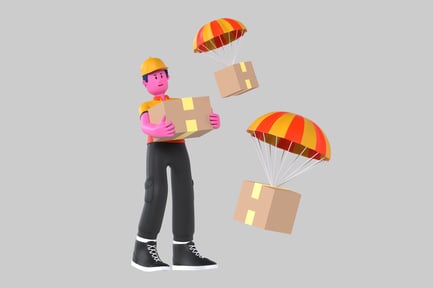 Preview: Cartoon delivery guy and packages