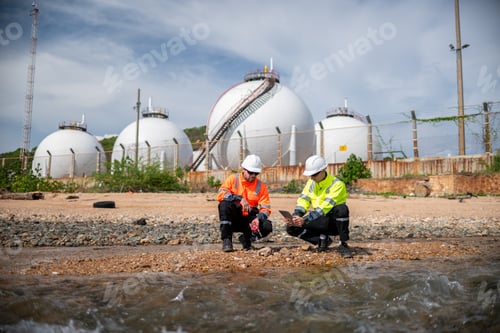 Preview: Environmental engineer or workers examining waste water