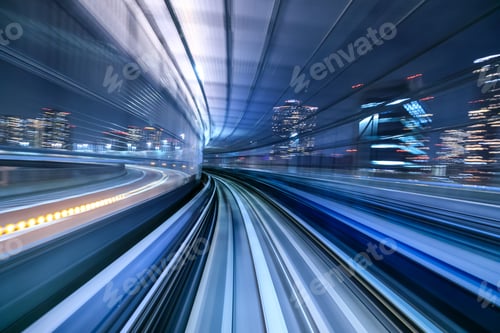 Preview: Motion blur of train moving inside tunnel in Tokyo, Japan