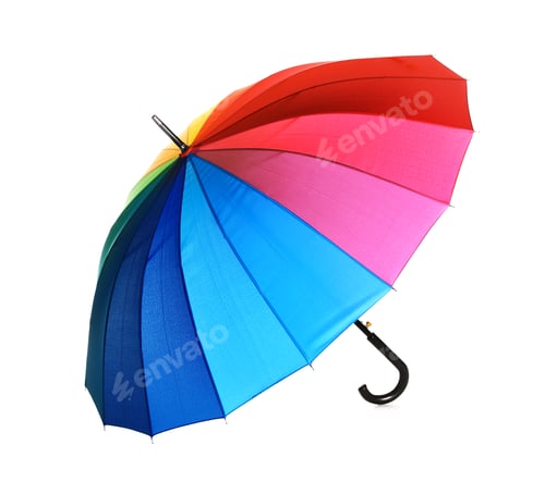 Preview: Open rainbow color umbrella on white background