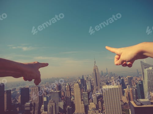 Preview: Finger showing the skyscrapers