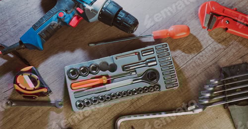 Preview: Close up of worker using tools organizer box in the workshop