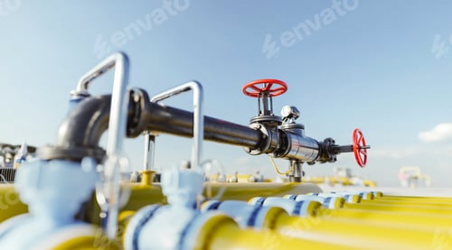 Preview: Gas tap with pipeline system at natural gas station.