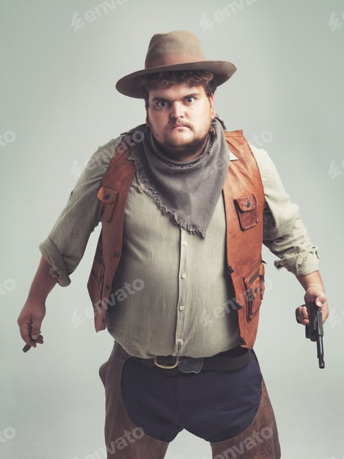 Preview: An overweight cowboy looking pretty intense