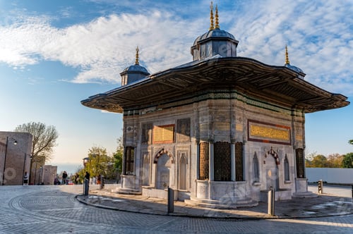 Preview: Close up of Fountain of Sultan Ahmed III of Topkapi Palace in Istanbul, Turkey