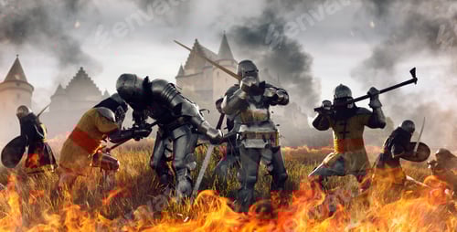 Preview: Medieval battle of knights in fire