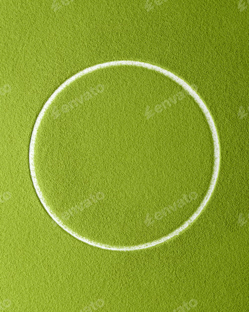 Preview: Minimalist green matcha powder background with a perfect white circle offers clean space