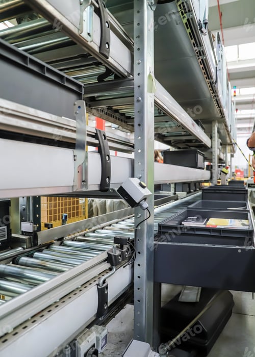 Preview: conveyor belts inside a logistics warehouse