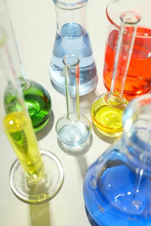 Preview: Concept of laboratory accessories, close up and selective focus