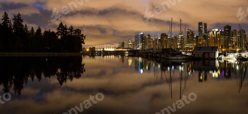Preview: View of Coal Harbour. Modern City Background