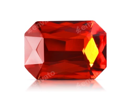 Preview: One red shiny gemstone isolated on white
