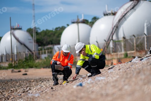 Preview: Environmental engineer or workers examining waste water