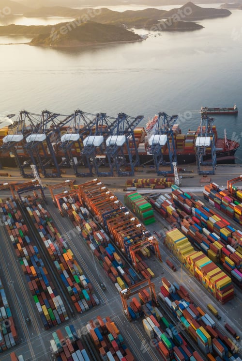 Preview: Aerial view of Yantian container terminal in Shenzhen city, China