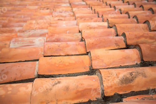Preview: Detail of old Spanish tile roof of Pampatar Fort on Margarita, V