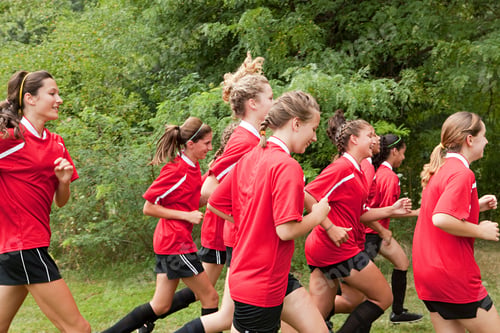 Preview: Girl soccer players running