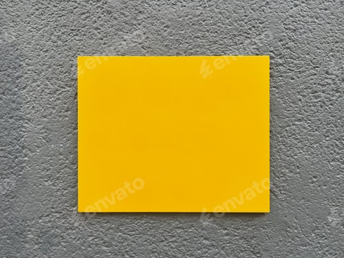 Preview: Grey wall with bulges and yellow square for texture or background