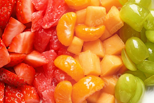 Preview: Different fresh cut fruits, closeup