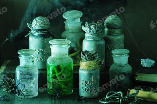 Preview: witch apothecary jars magic potions halloween decoration