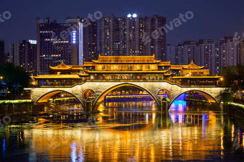 Preview: Anshun bridge at night, Chengdu, China