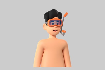 Preview: Cartoon snorkeler with orange goggles