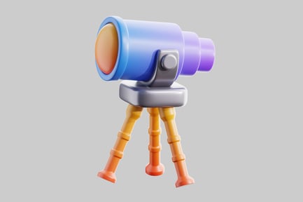 Vista previa: Telescopio de dibujos animados sobre trípode