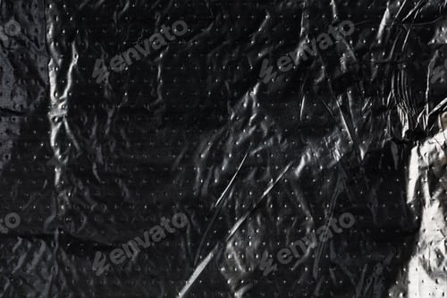 Preview: Black crumpled plastic bag wrapping abstract texture background