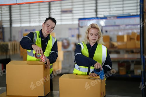 Preview: warehouse worker in the modern distribution warehouse.