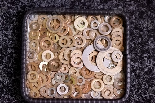 Preview: Steel washers on a plate