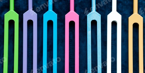 Preview: Tools for sound healing - colorful tuning forks