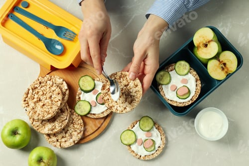 Preview: Lunch box with food, lunch box with food for child for school