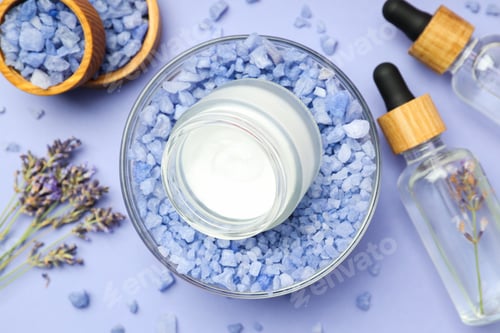 Preview: Concept of skin and face care, lavender cosmetic