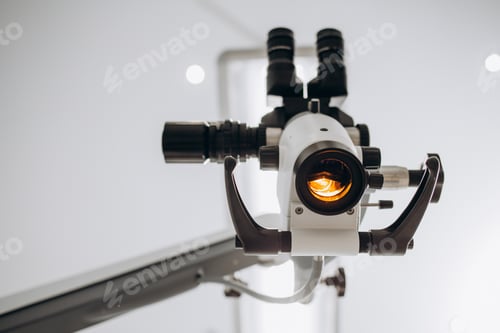 Preview: Microscope in the dental office. concept of healthy teeth