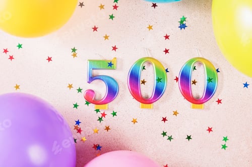 Preview: Festive and colorful background features the number 500