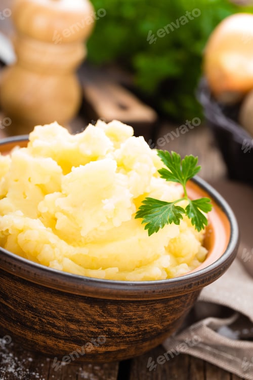 Preview: Mashed potato. Potato mash with butter and milk. Boiled potato. Potato puree