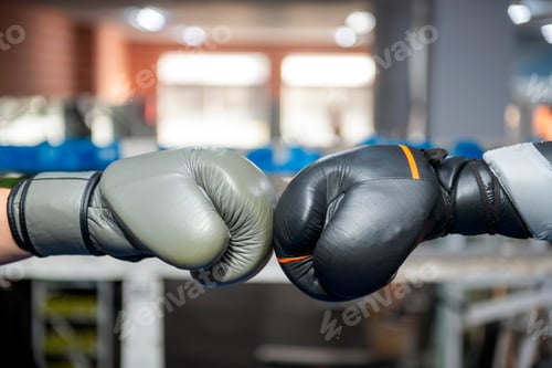 Preview: Two boxers touching gloves before boxing match