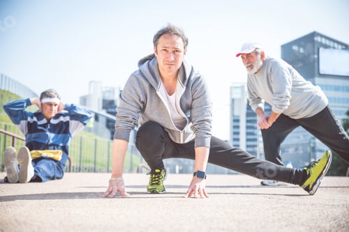 Preview: Senior men stretching